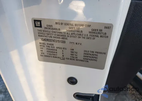 2007 GMC Acadia Slt-1 z USA, uszkodzony, nr VIN 1GKER33747J151339